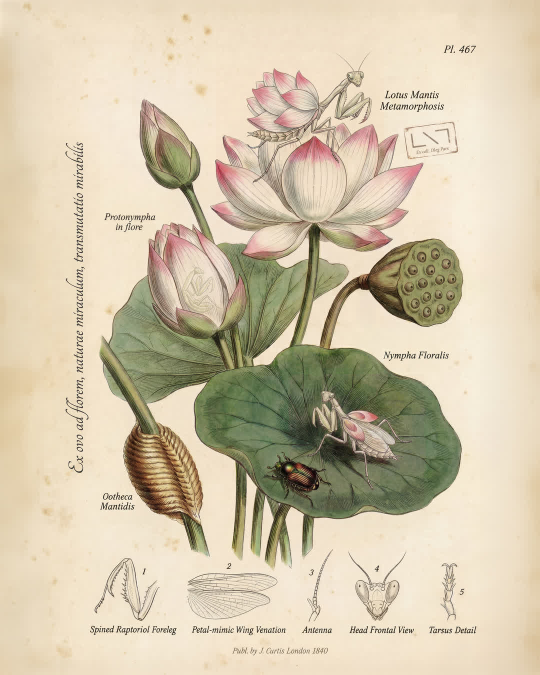 Lotus Mantis · entomological atlas print