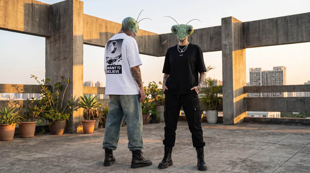 Lotus Mantis tee · fashion photoshoot